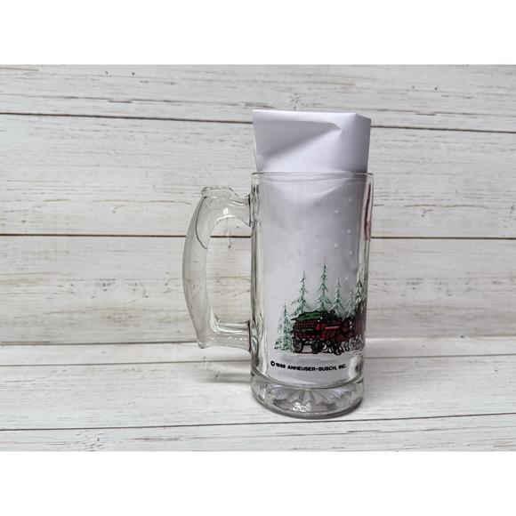 Vintage 1992 Budweiser Clydesdale Horses 16 oz Glass Beer Mug GREAT GIFT! - Picture 3 of 4